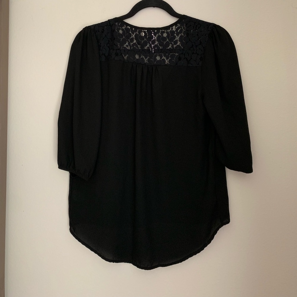 Black Blouse with Lace Detail